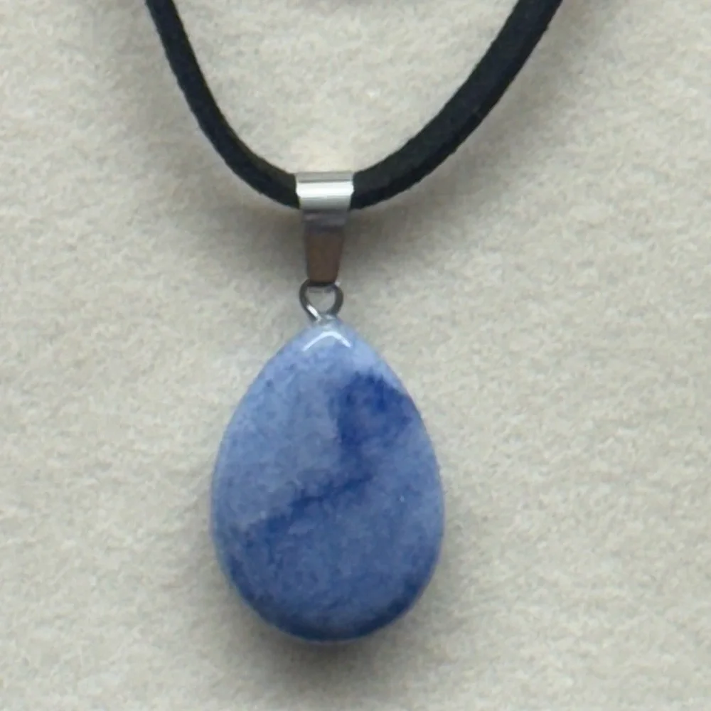 Set of 2 Natural Stone Drop Pendant Suede & Faux
Leather String Cord Necklaces - Picture 4 of 9